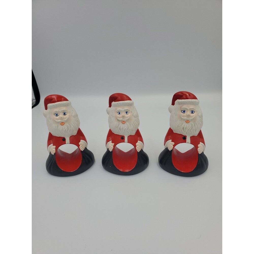 3 Rare GARE INC 1974 SANTA CLAUS NAPKIN HOLDERS CANDLE CHRISTMAS Holiday